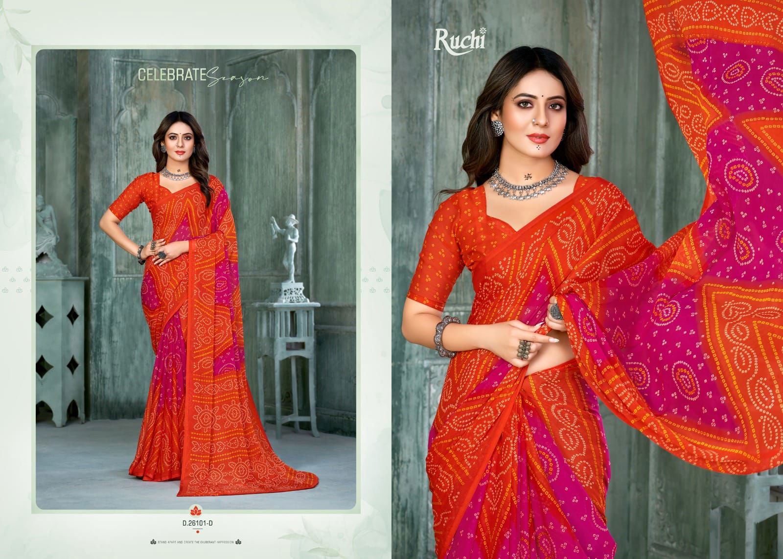 Star Chiffon 131 Bandhani Printed Daily Wear Sarees Catalog